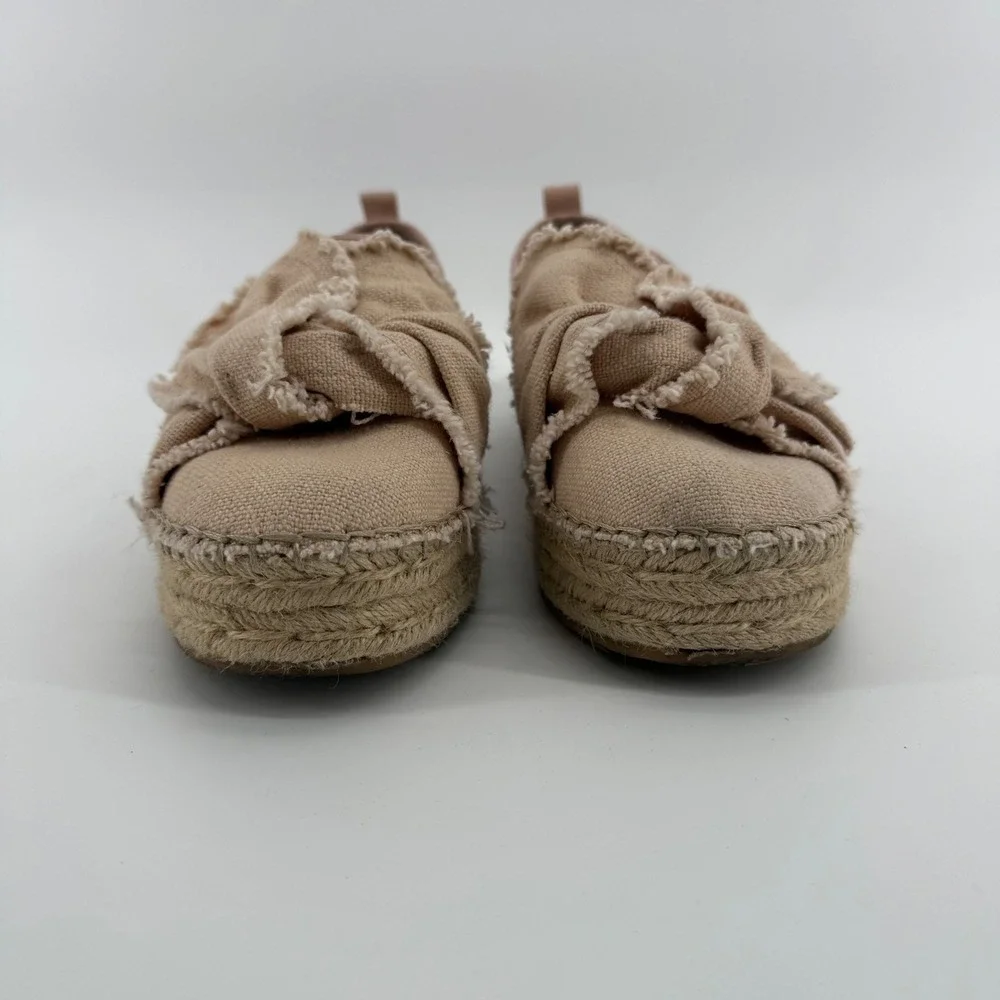 Sam Edelman Cabrera Platform Espadrille Blush Pink Frayed Bow Slip On Shoes‎ 9.5